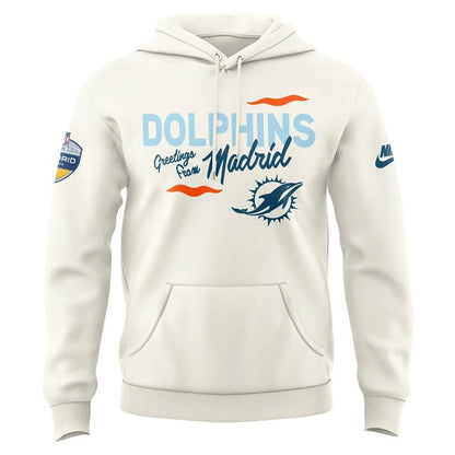 Miami Dolphins 2025 NFL Madrid Game Hoodie - Cream