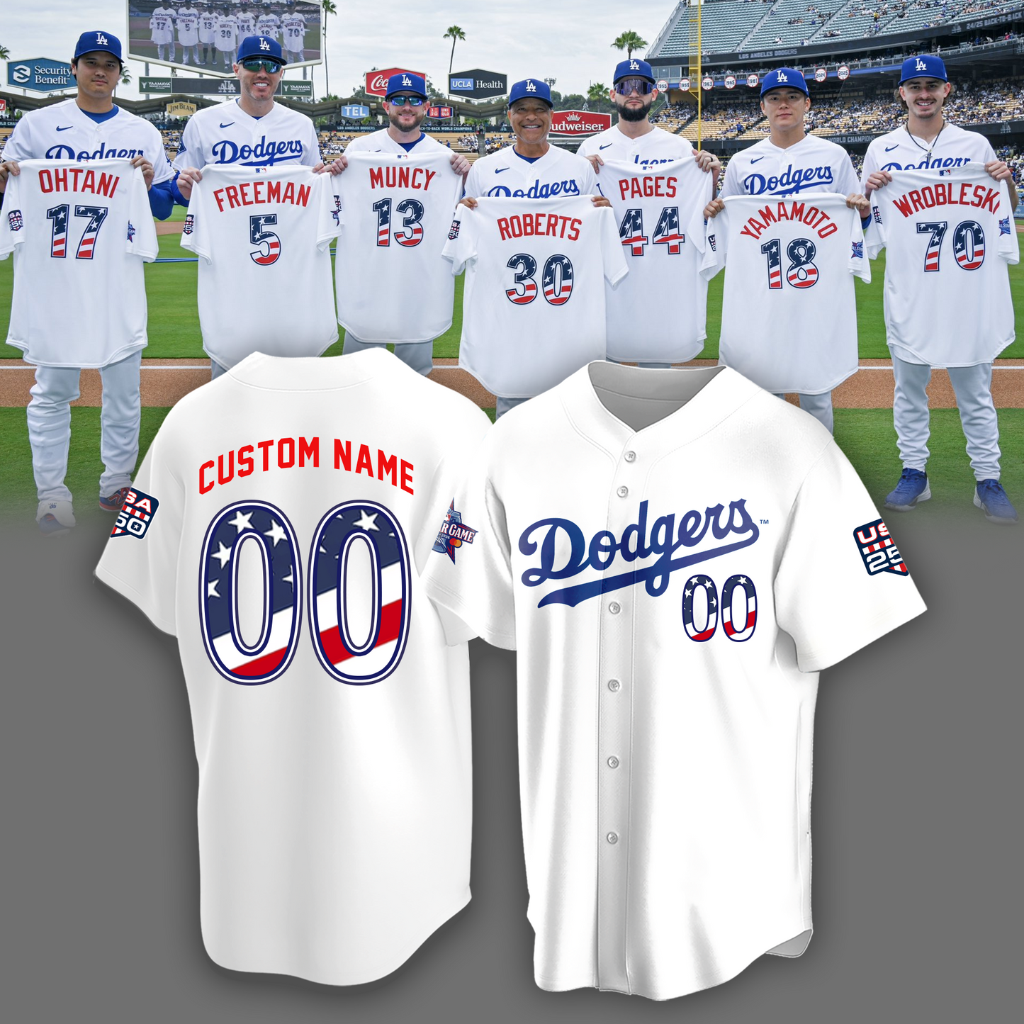 Limited Edition LA Dodgers 2026 USA250 All Star Baseball Jersey
