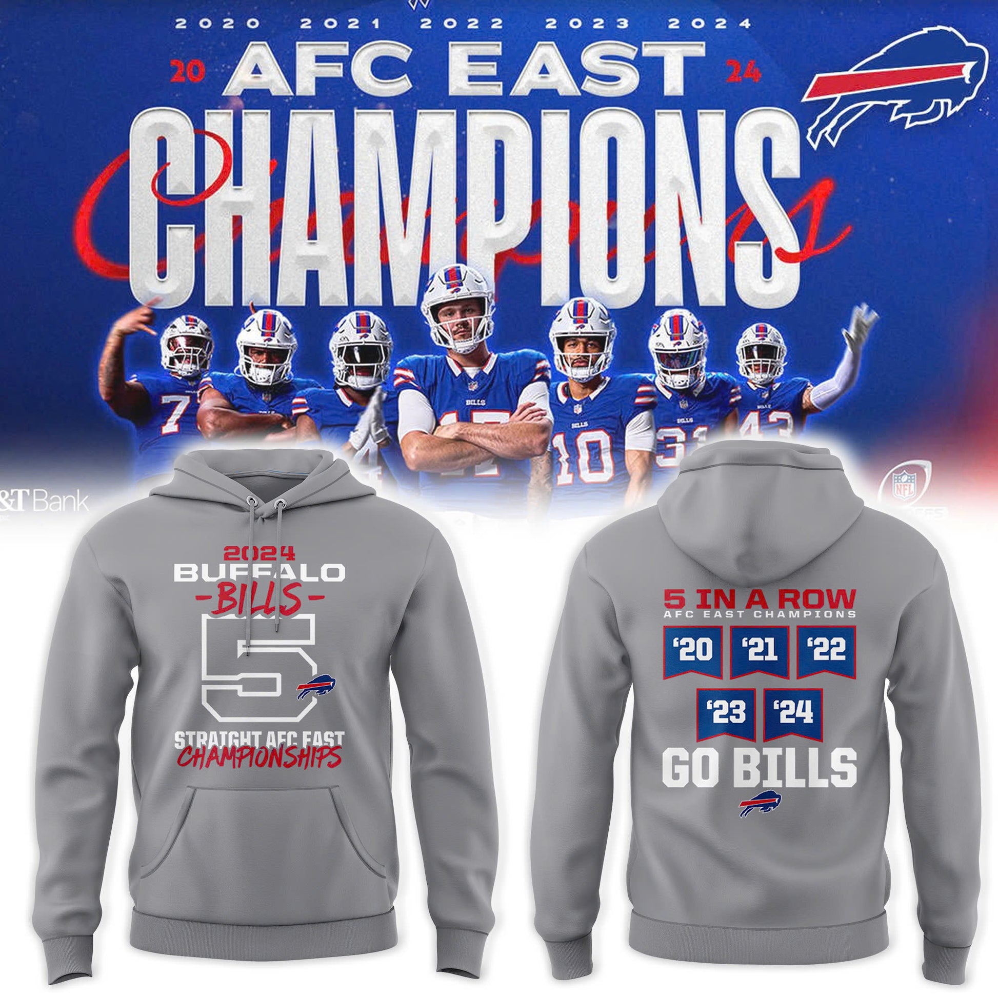 Buffalo Bills 5 Straight AFC East Division Champions Hoodie
