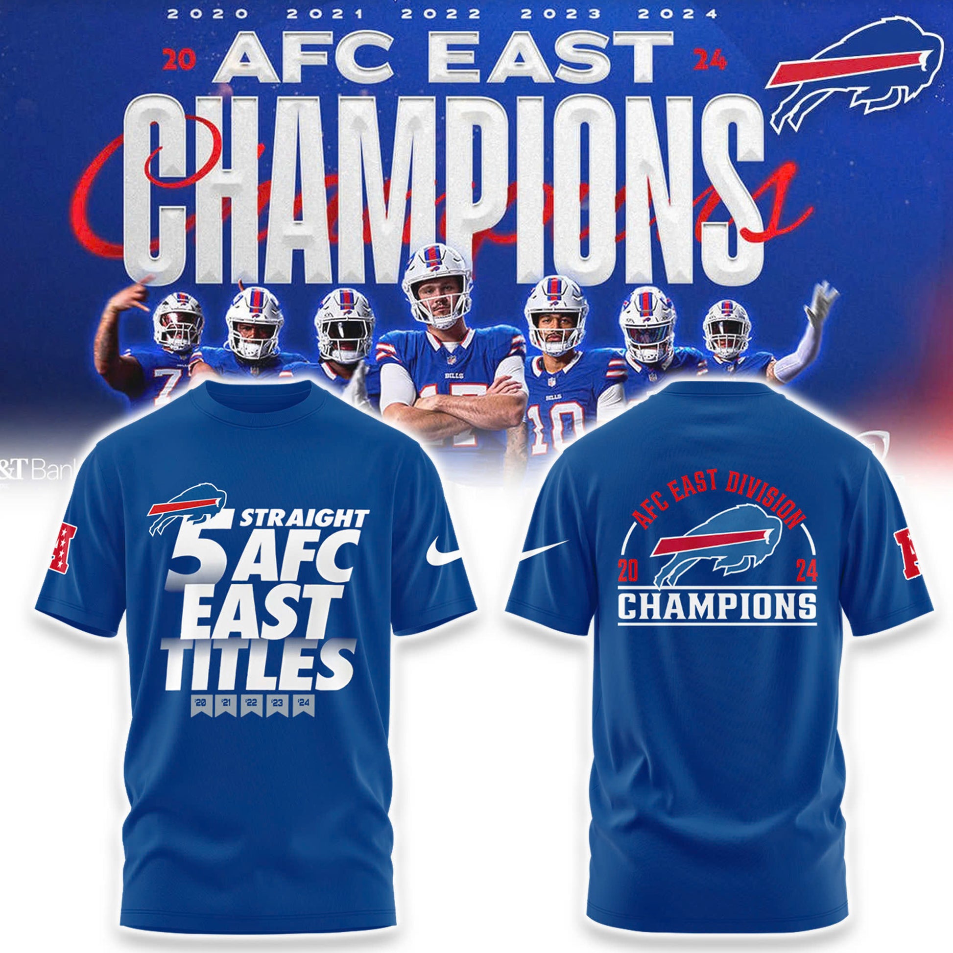 Buffalo Bills Royal Five Straight AFC East Division Champions Our Time Is Now TShirt V2
