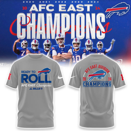 Buffalo Bills 2024 AFC East Division Champions Locker Room Trophy Collection TShirt V2