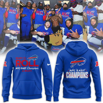 Buffalo Bills 2024 AFC East Division Champions Locker Room Trophy Collection Hoodie V3