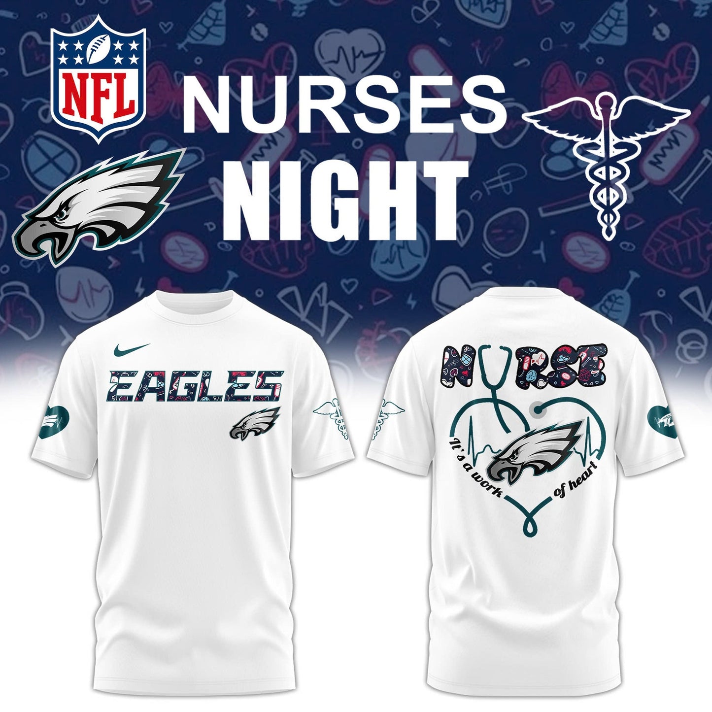 Philadelphia Eagles Nurses Appreciation Blue Tshirt