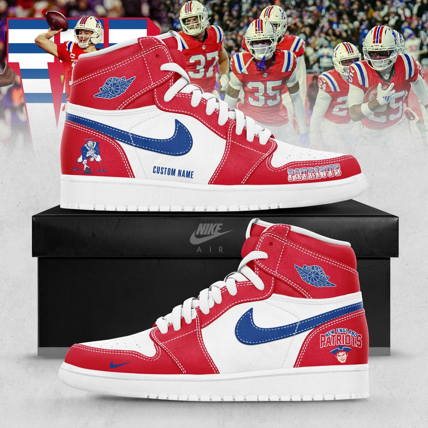 _ New England Patriots Special Edition AJ1 Sneaker