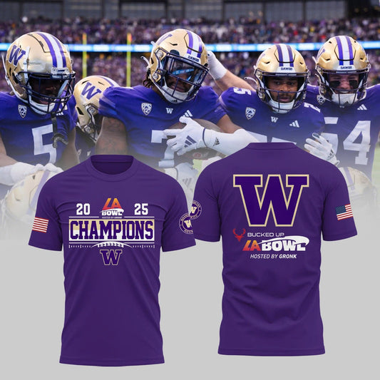Washington Huskies Football 2025 BUCKED UP LA BOWL Champions T-Shirt v2