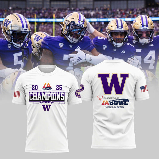 Washington Huskies Football 2025 BUCKED UP LA BOWL Champions T-Shirt