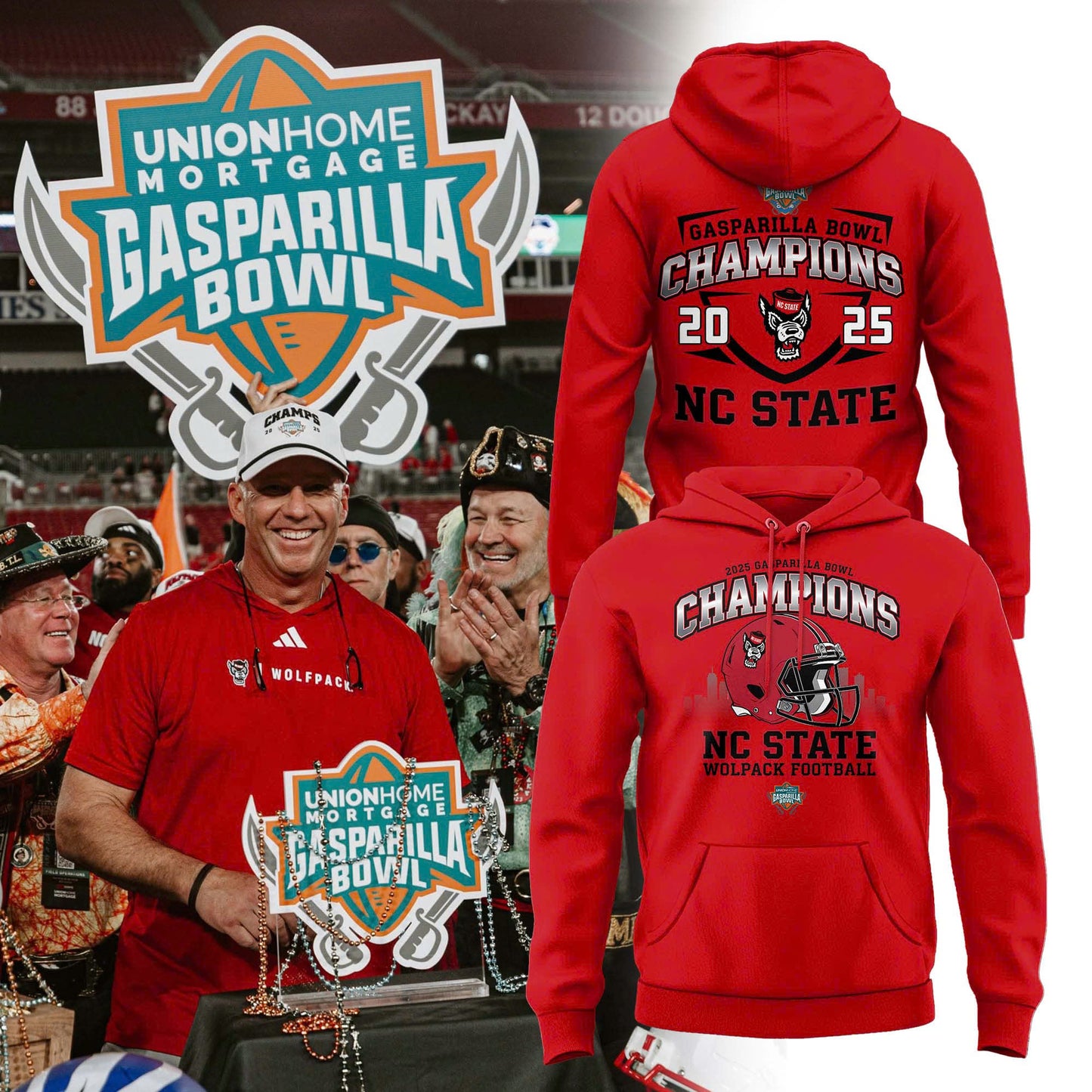 NC State Wolfpack - GASPARILLA BOWL Champion Hoodie