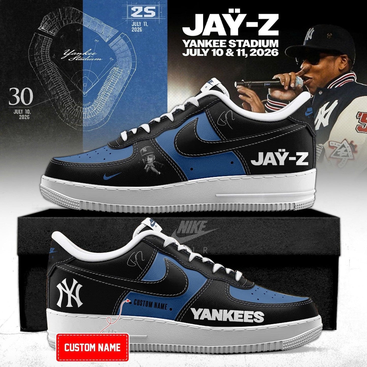 NYY x Jay-Z Hometown Show 2026 Limited Edition AF1 Sneakers