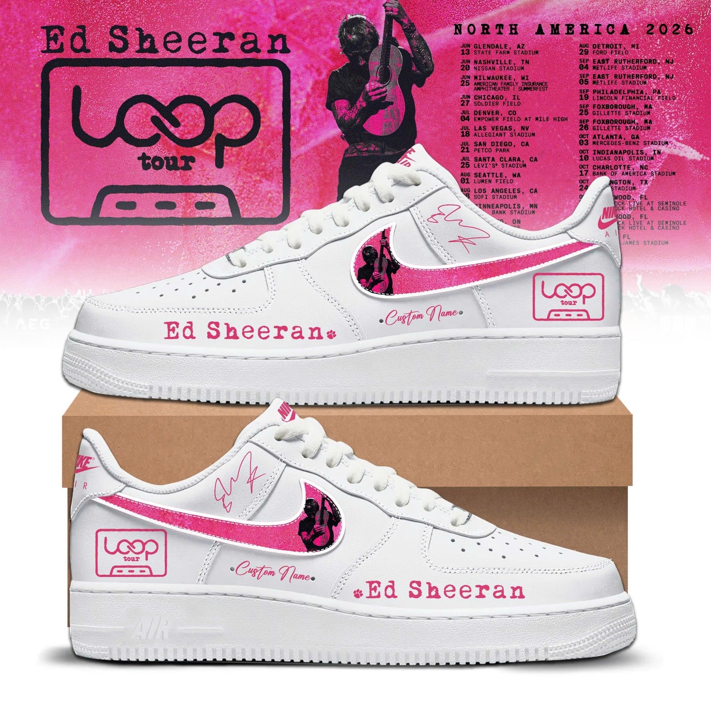 Ed Sheeran Loop Tour 2026 Limited Edition AF1 Sneakers